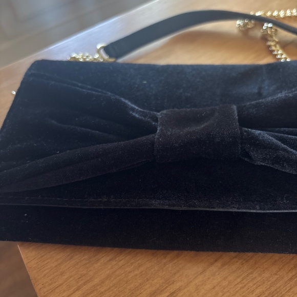 Talbots black velvet bow clutch crossbody bag holiday evening - Picture 2 of 7